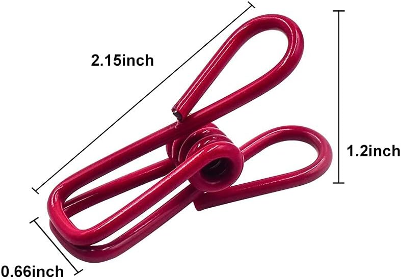 16-Pack Utility PVC-Coated Steel Clips | 2-Inch Chip Bag Clips, Random Color, for Food, Clothes & Papers