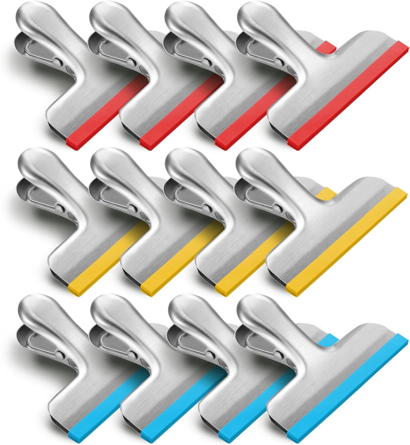 12 Pack Stainless Steel Large Food Bag Clips, Heavy Duty Wide Sealing Clips for Coffee Bags, Snacks, Bread, Kitchen Storage, and Office Paper Binder