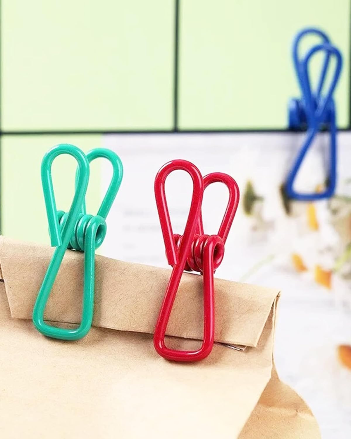 10 Pack Colorful Metal Clips, Multi-Purpose Strong Wire Clamps for Food Bag Sealing, Clothes, Papers, Household and Office Use