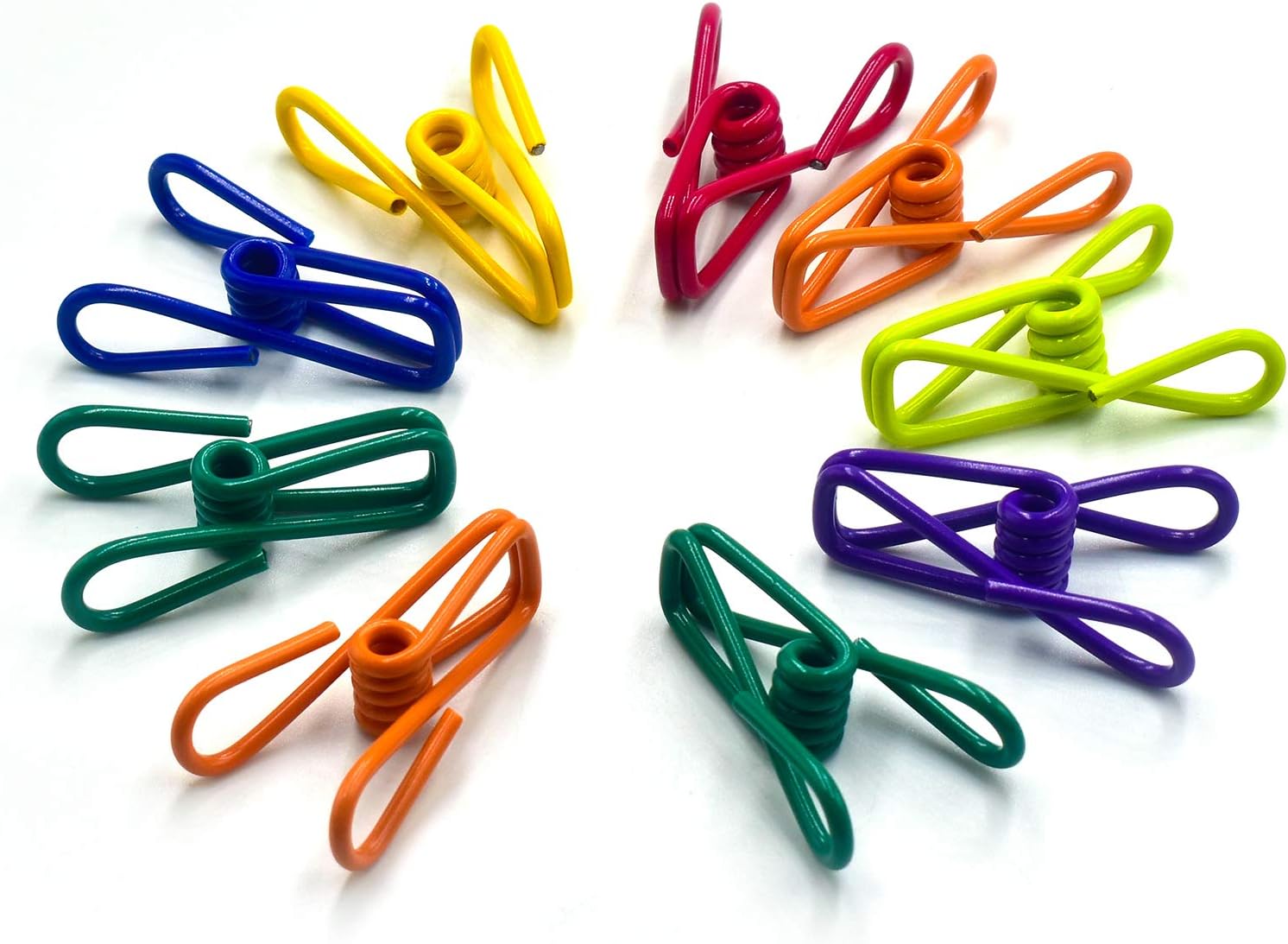 16-Pack Utility PVC-Coated Steel Clips | 2-Inch Chip Bag Clips, Random Color, for Food, Clothes & Papers